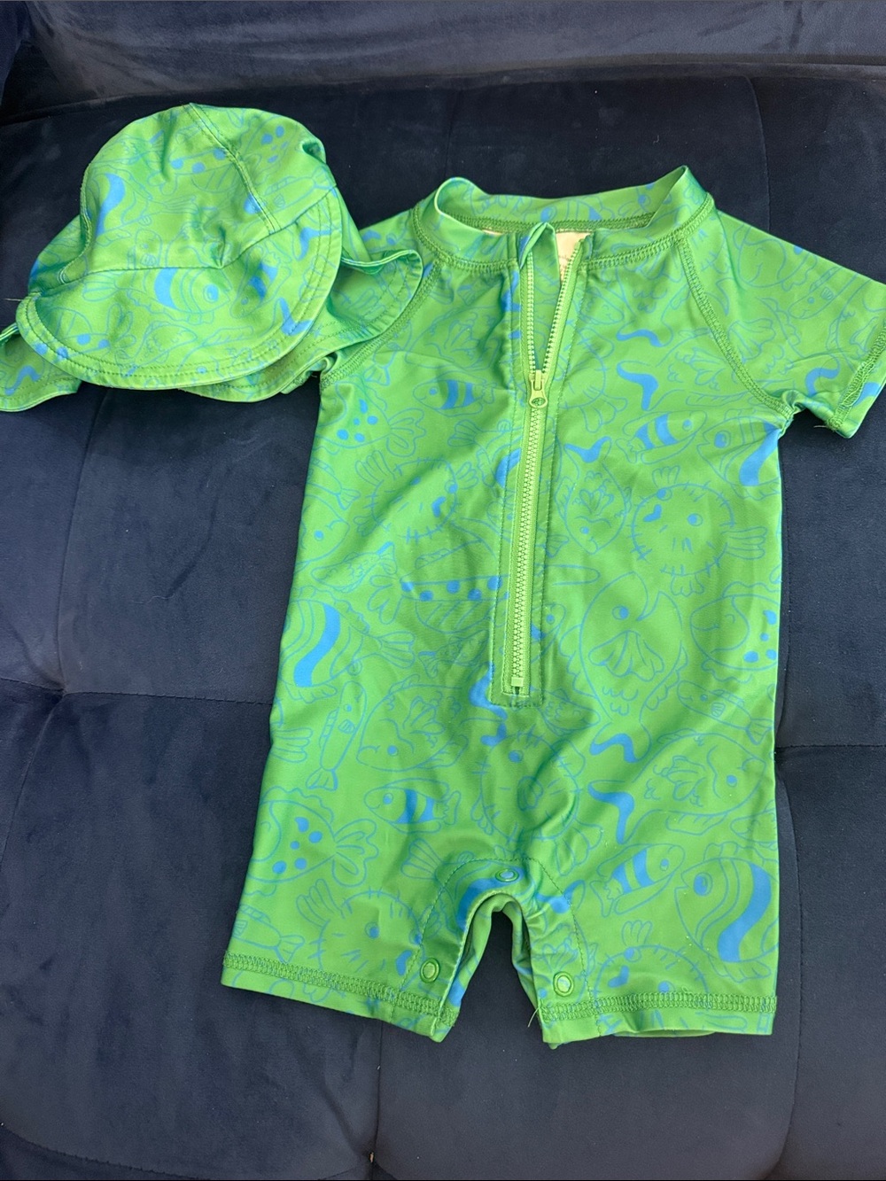 First Impressions White and Green Infant Rashguard Set